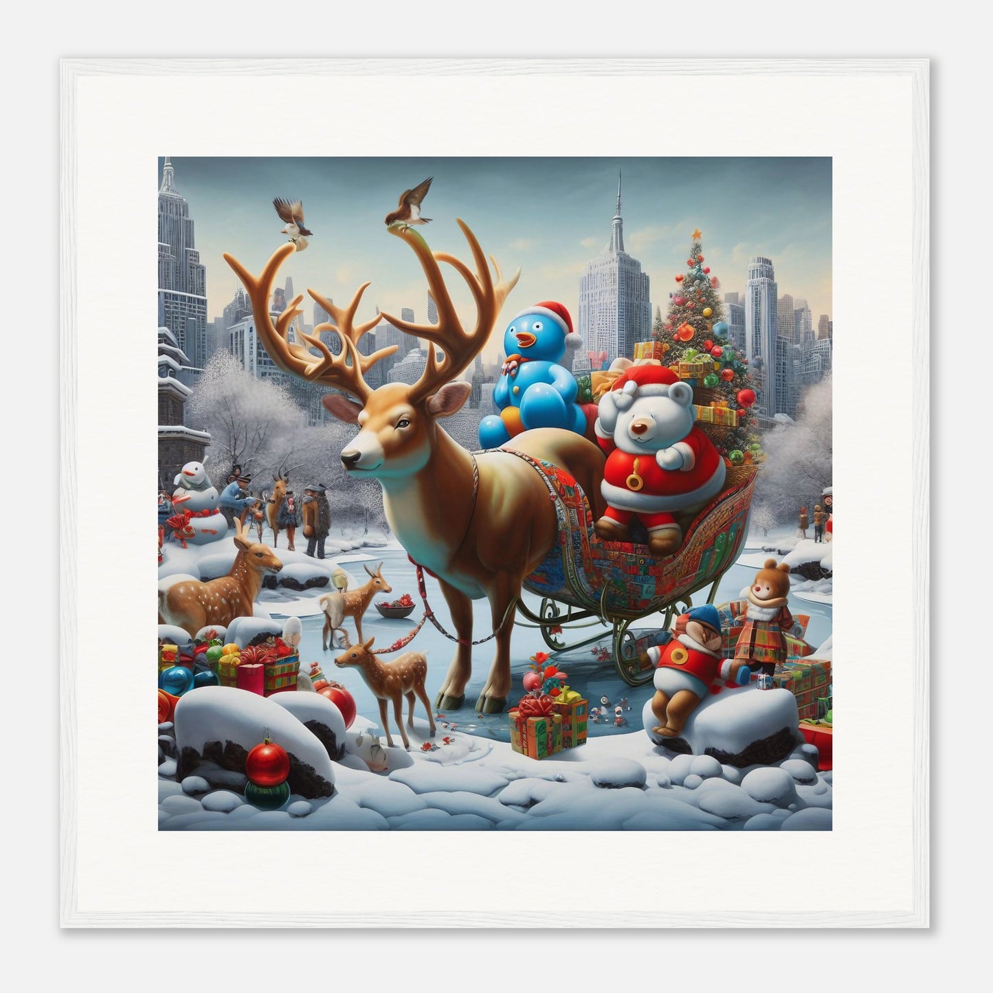 Wall Art - Winter 31 - Reindeer and polar bear