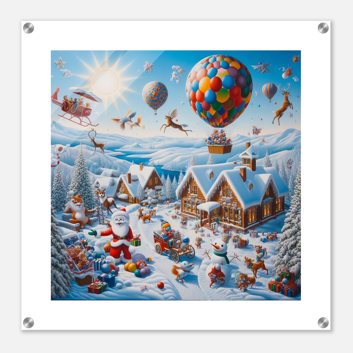 Wall Art - Winter 40 - Hot air balloon and snowman