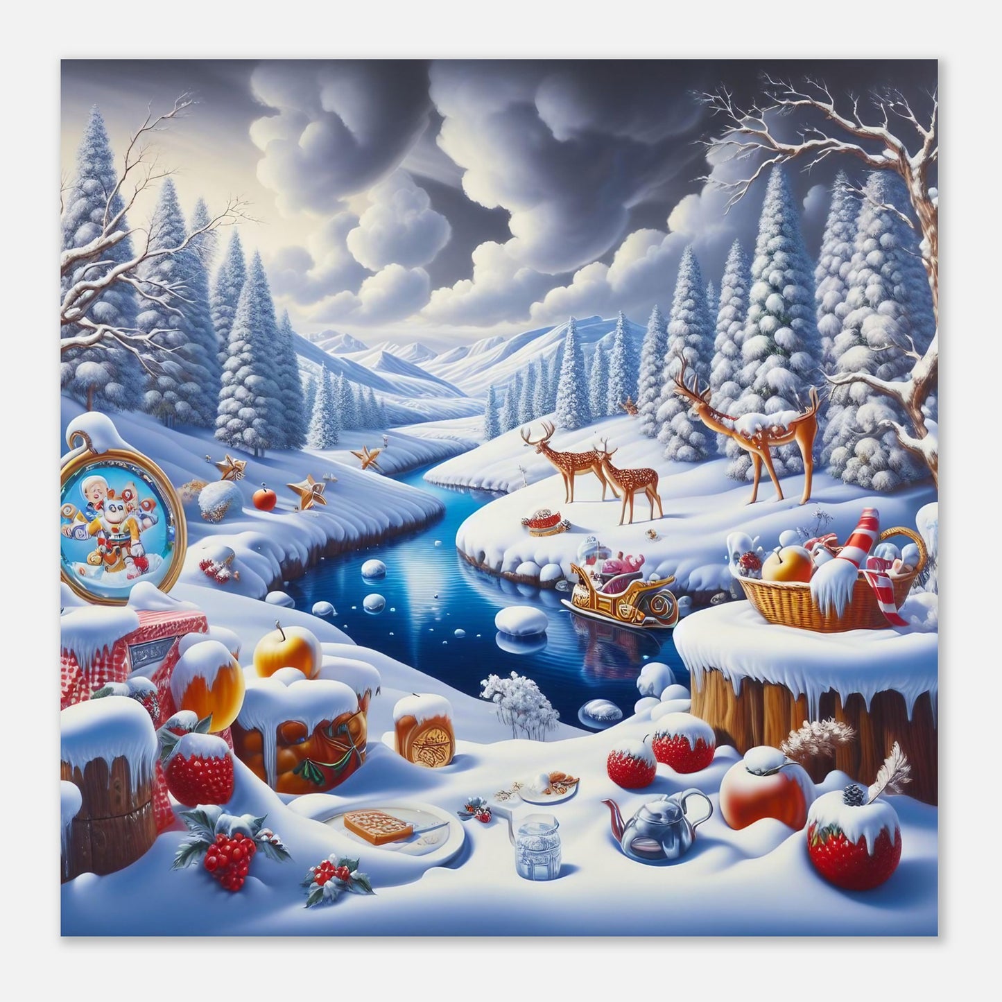 Wall Art - Winter 60 - Fruits and a river