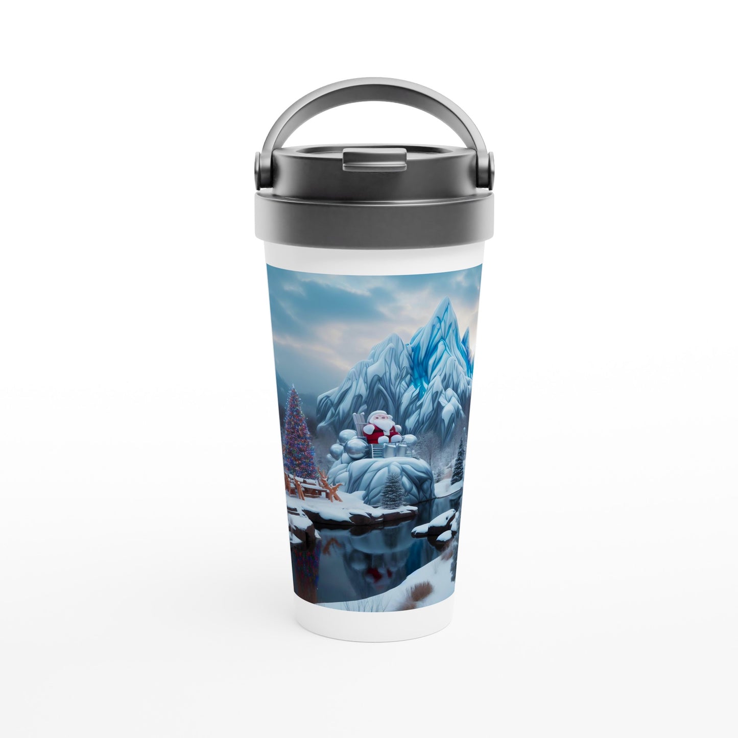 White 15oz Stainless Steel Travel Mug - Winter 168