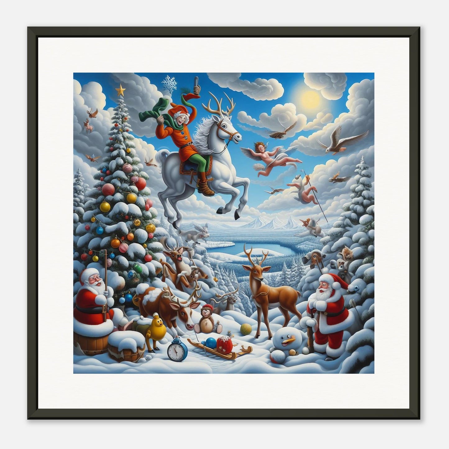 Wall Art - Winter 30 - Flying horse and elf