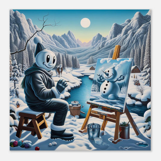 Wall Art - Winter 79 - Snowman by the river
