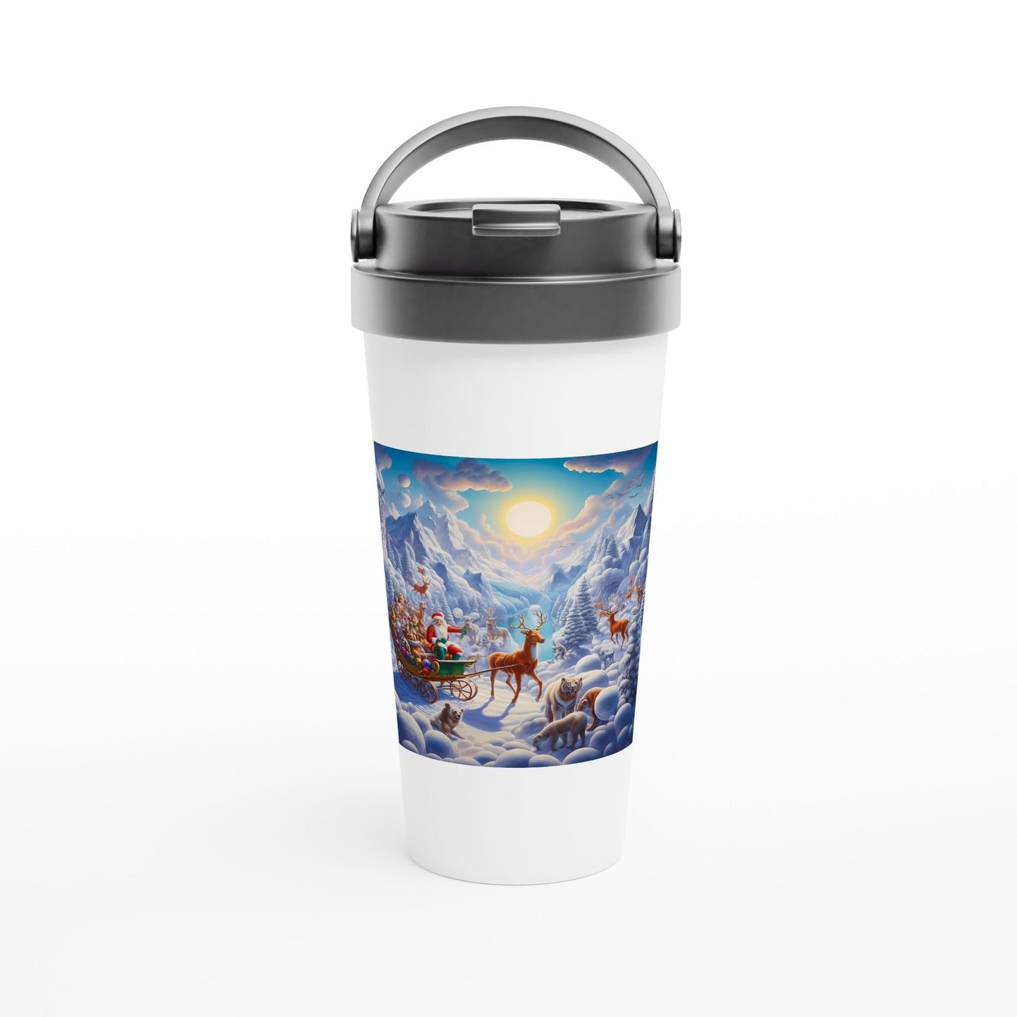 White 15oz Stainless Steel Travel Mug - Winter 123