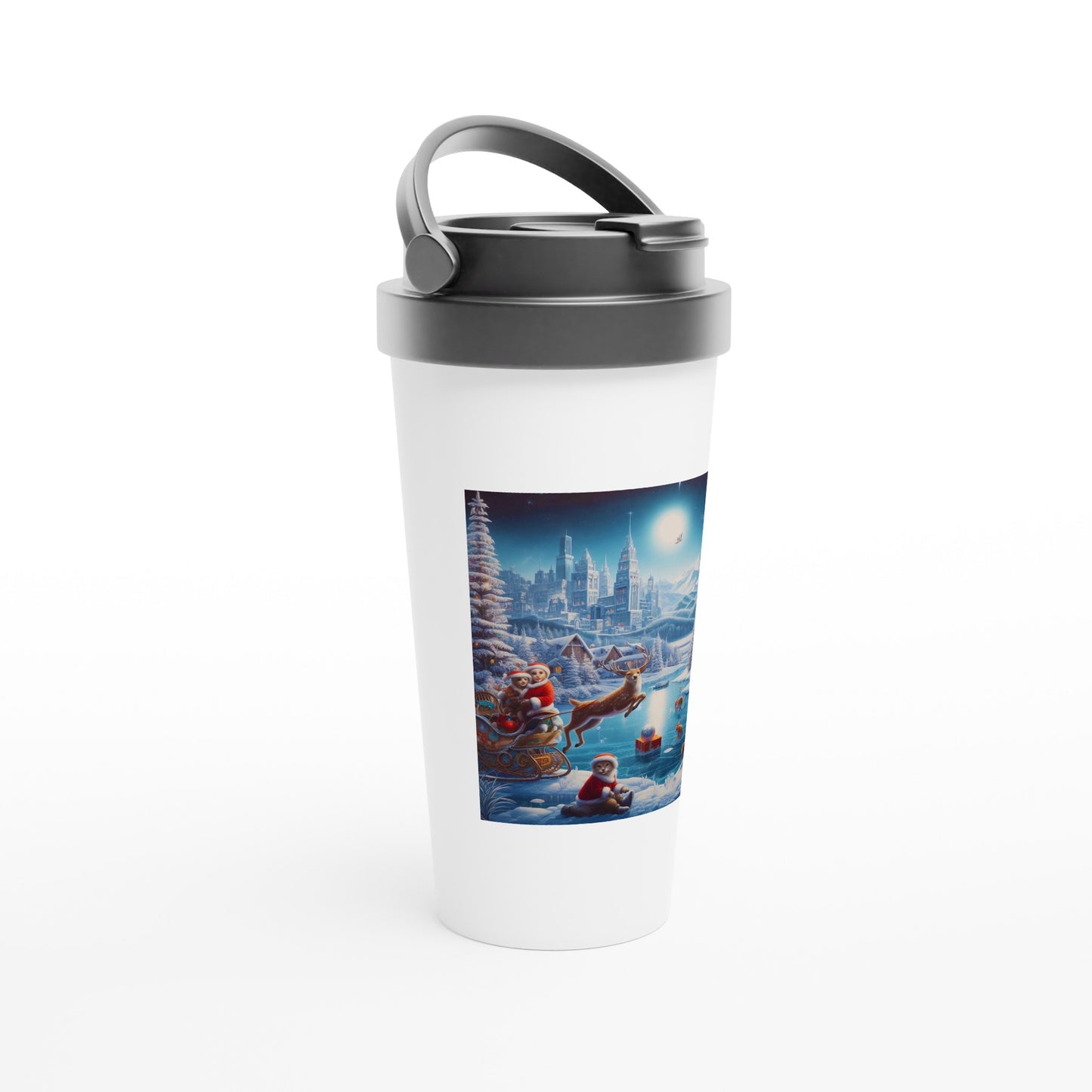 White 15oz Stainless Steel Travel Mug - Winter 68