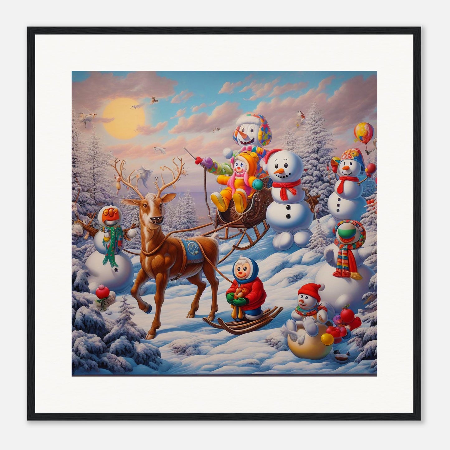 Wall Art - Winter 77 - Snowmen and a reindeer
