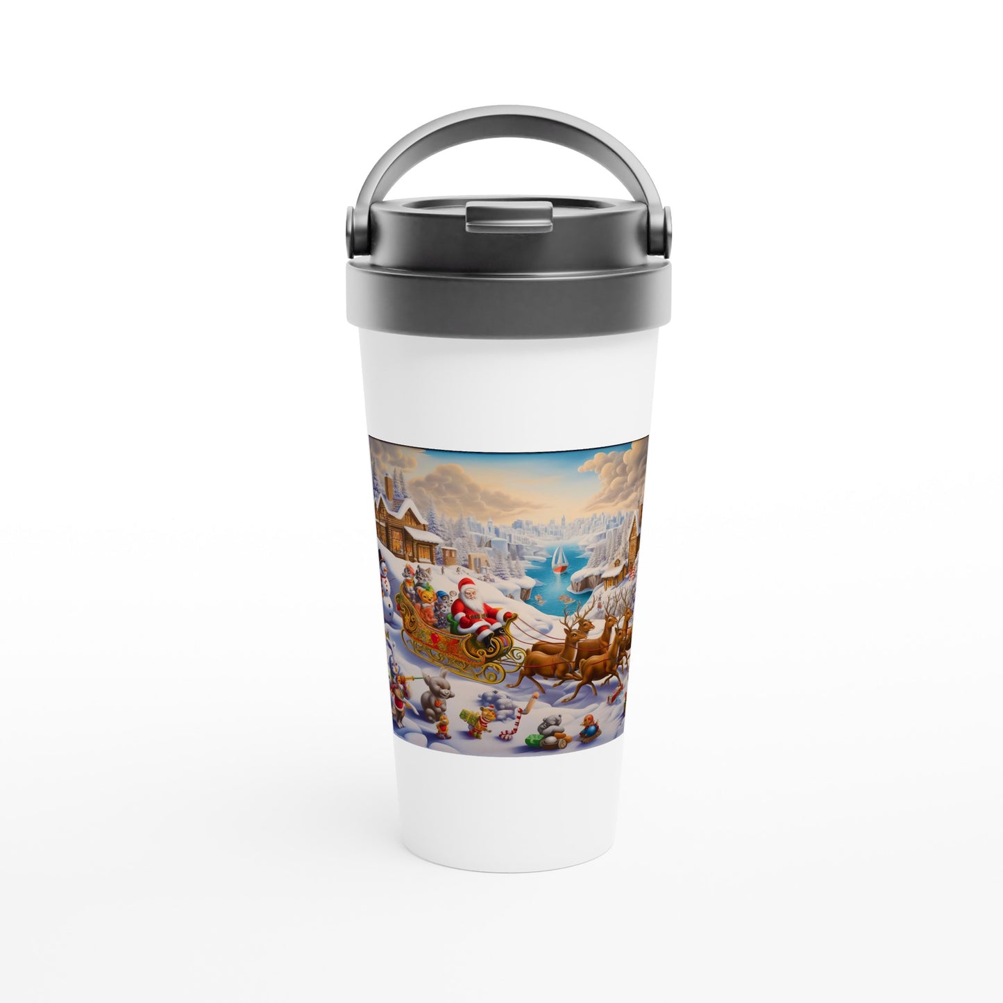 White 15oz Stainless Steel Travel Mug - Winter 112