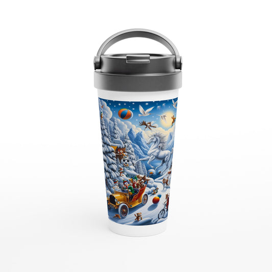 White 15oz Stainless Steel Travel Mug  - Winter 161