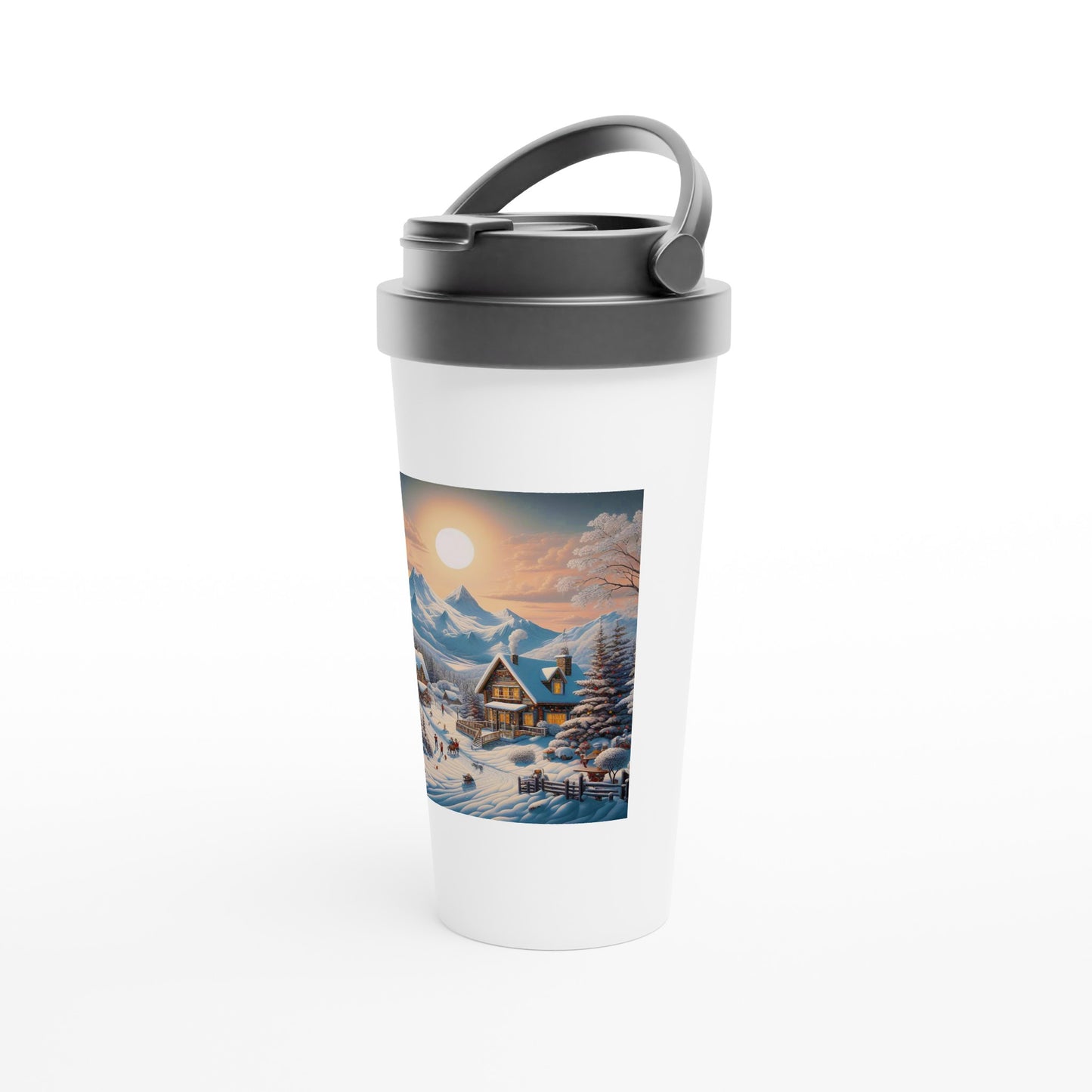 White 15oz Stainless Steel Travel Mug - Winter 87