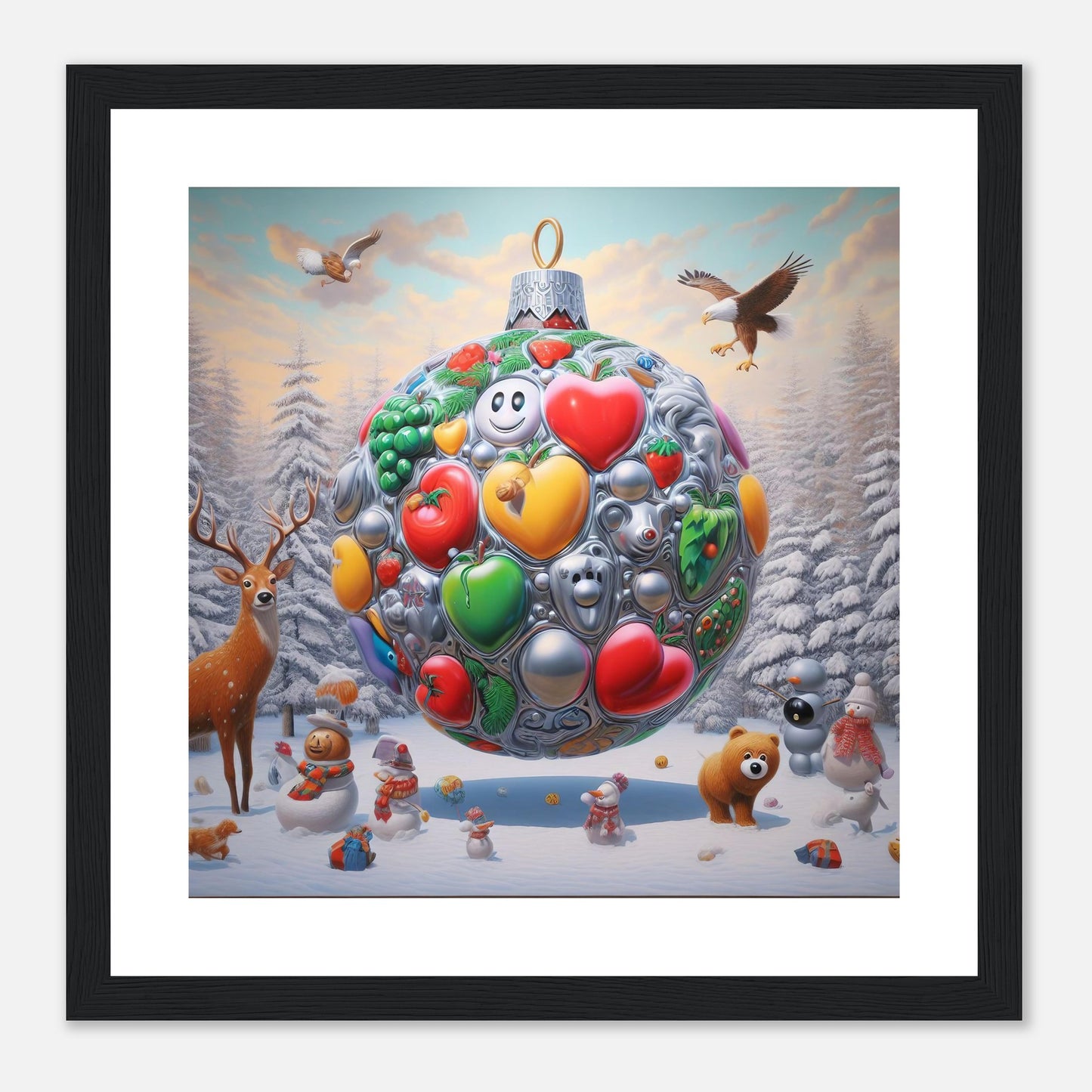Wall Art - Winter 67 - Christmas ornament and a deer