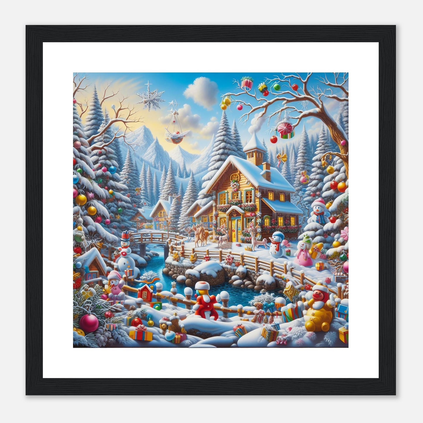 Wall Art - Winter 13 - Village nestled in a snow-covered mountain valley