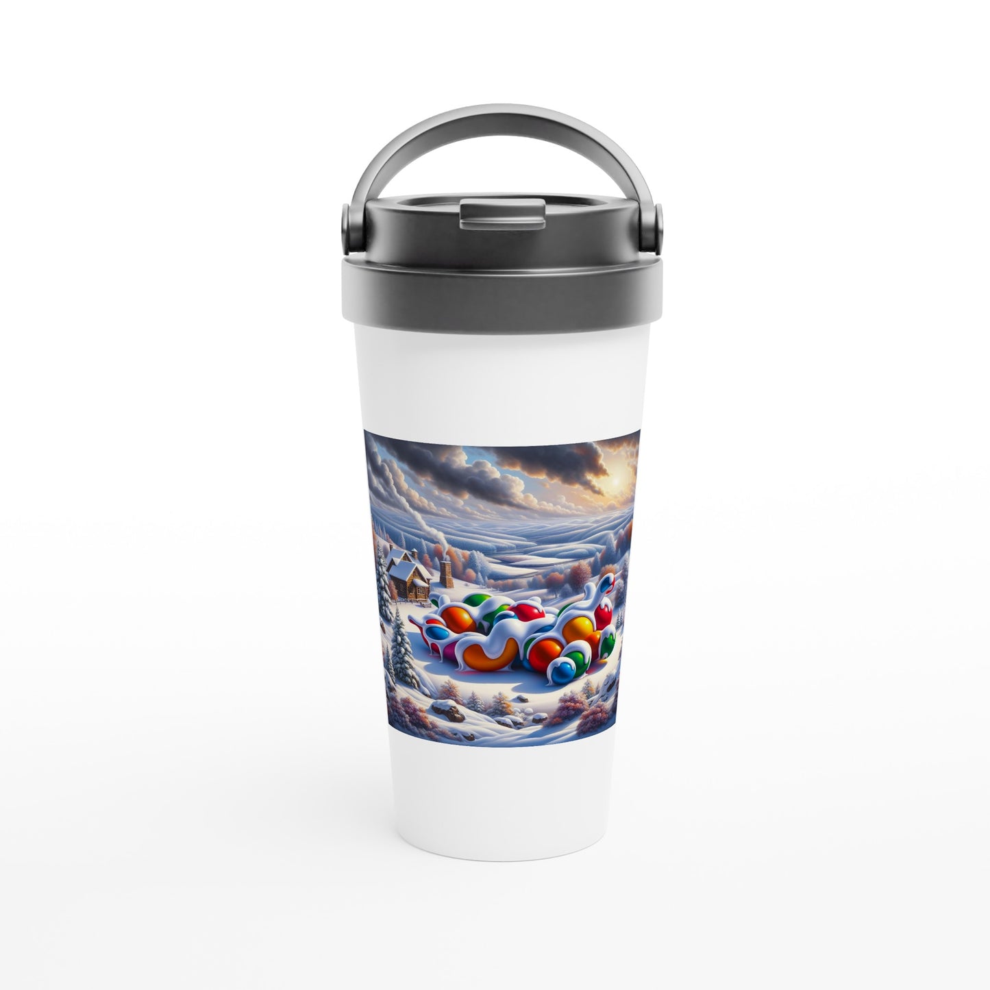 White 15oz Stainless Steel Travel Mug - Winter 157