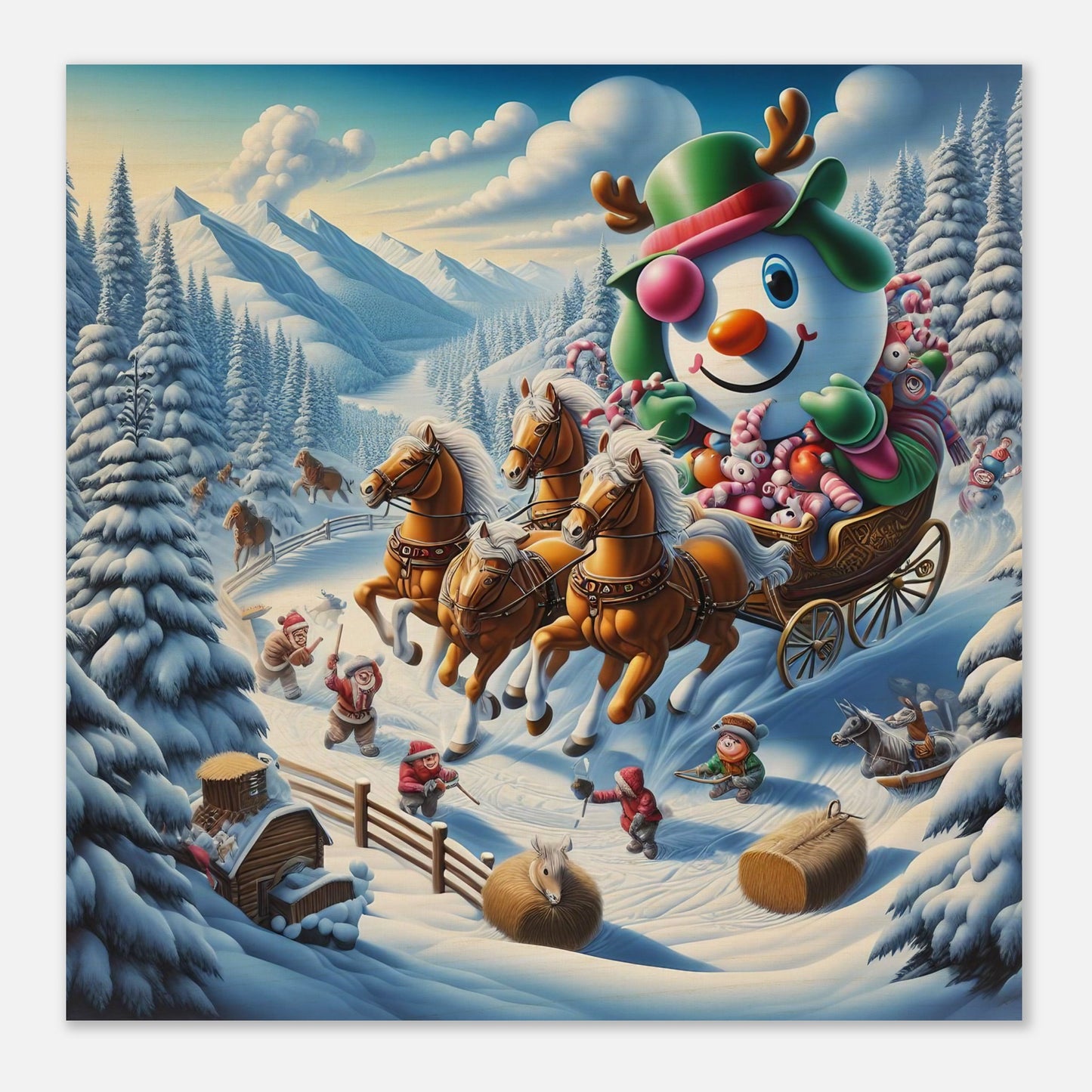 Wall Art - Winter 63 - Snowman in a carriage