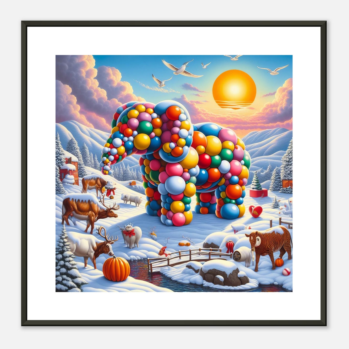 Wall Art - Winter 74 - Elephant and sun