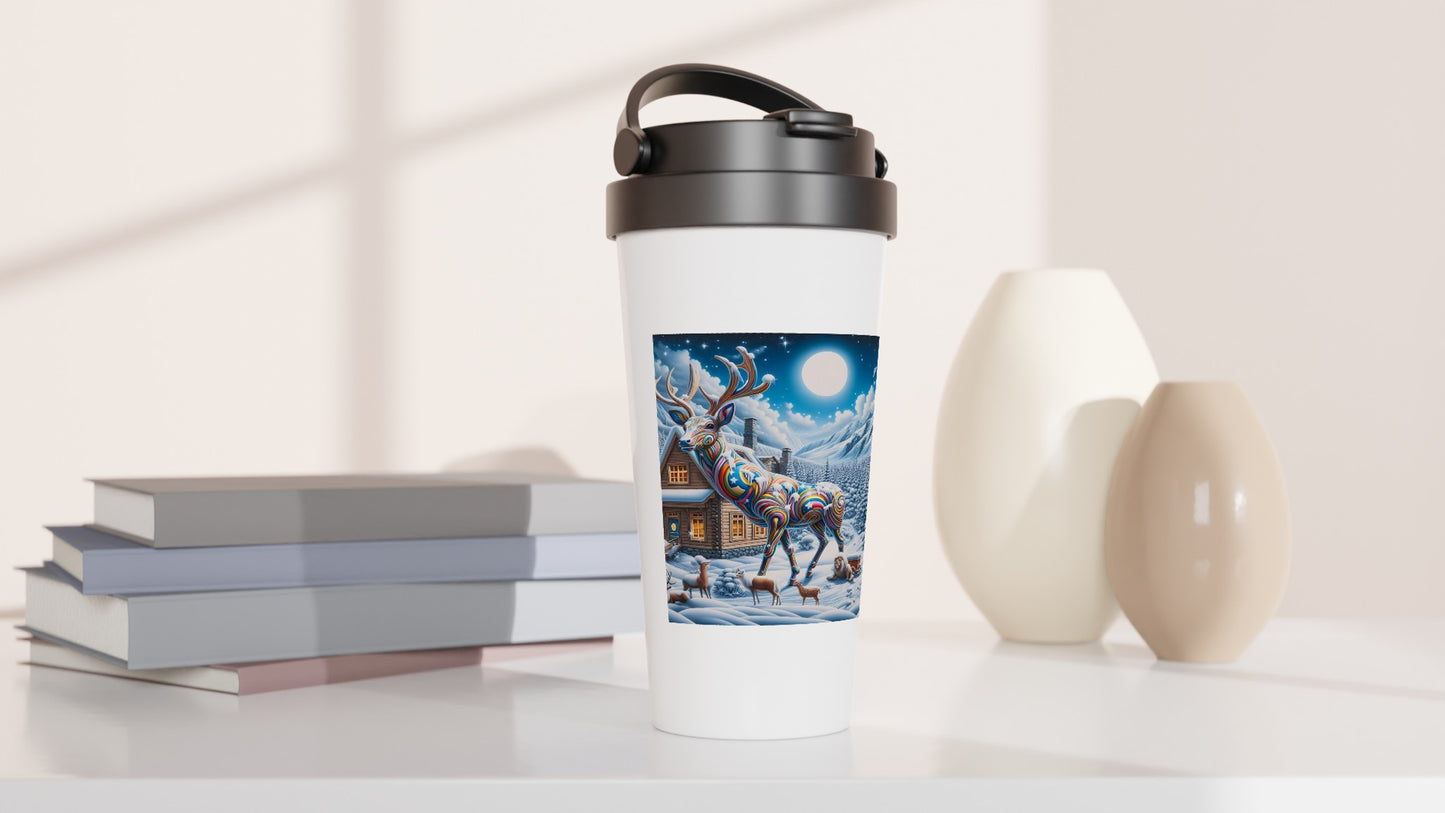 White 15oz Stainless Steel Travel Mug - Winter 131