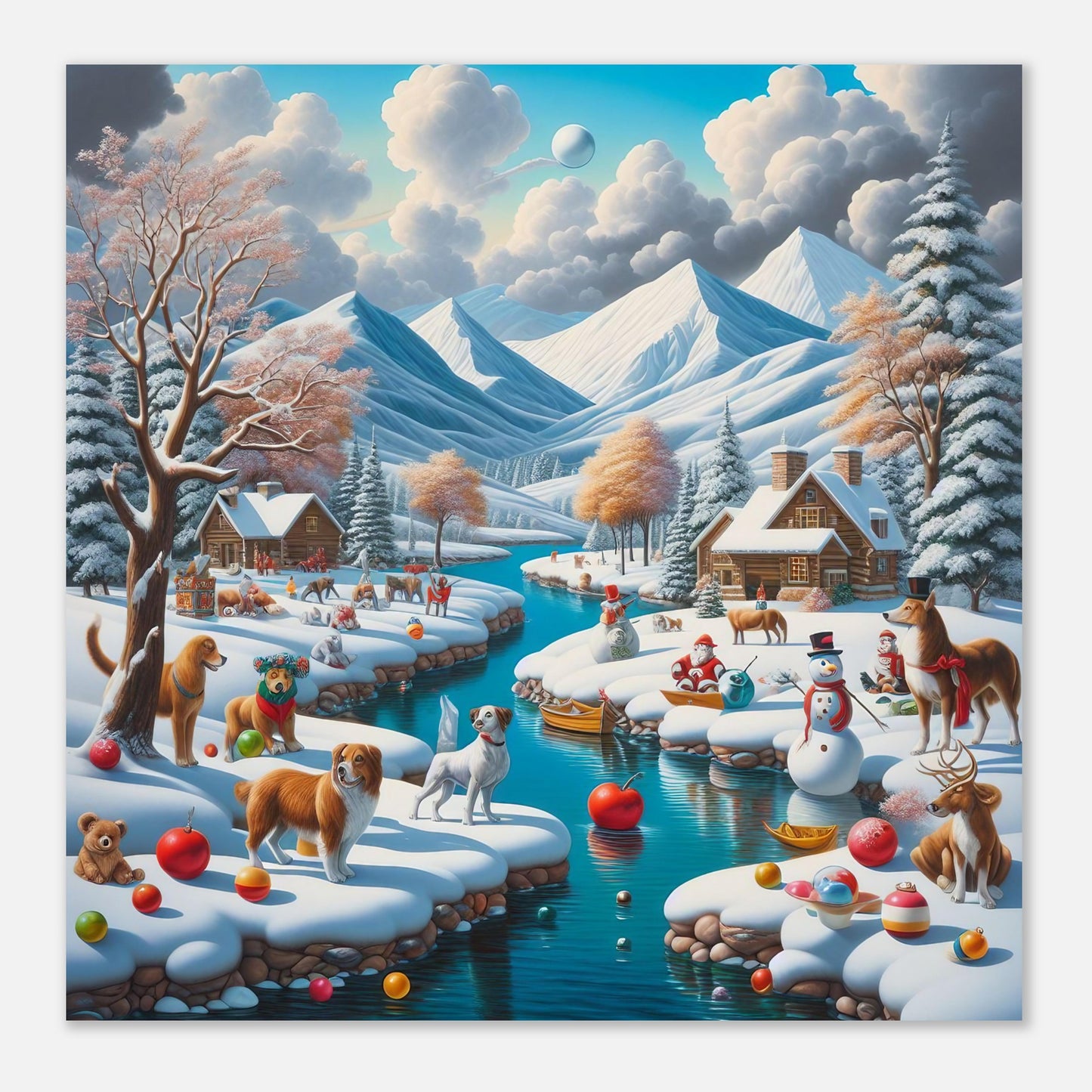 Wall Art - Winter 7 - Animals, River and Mountains