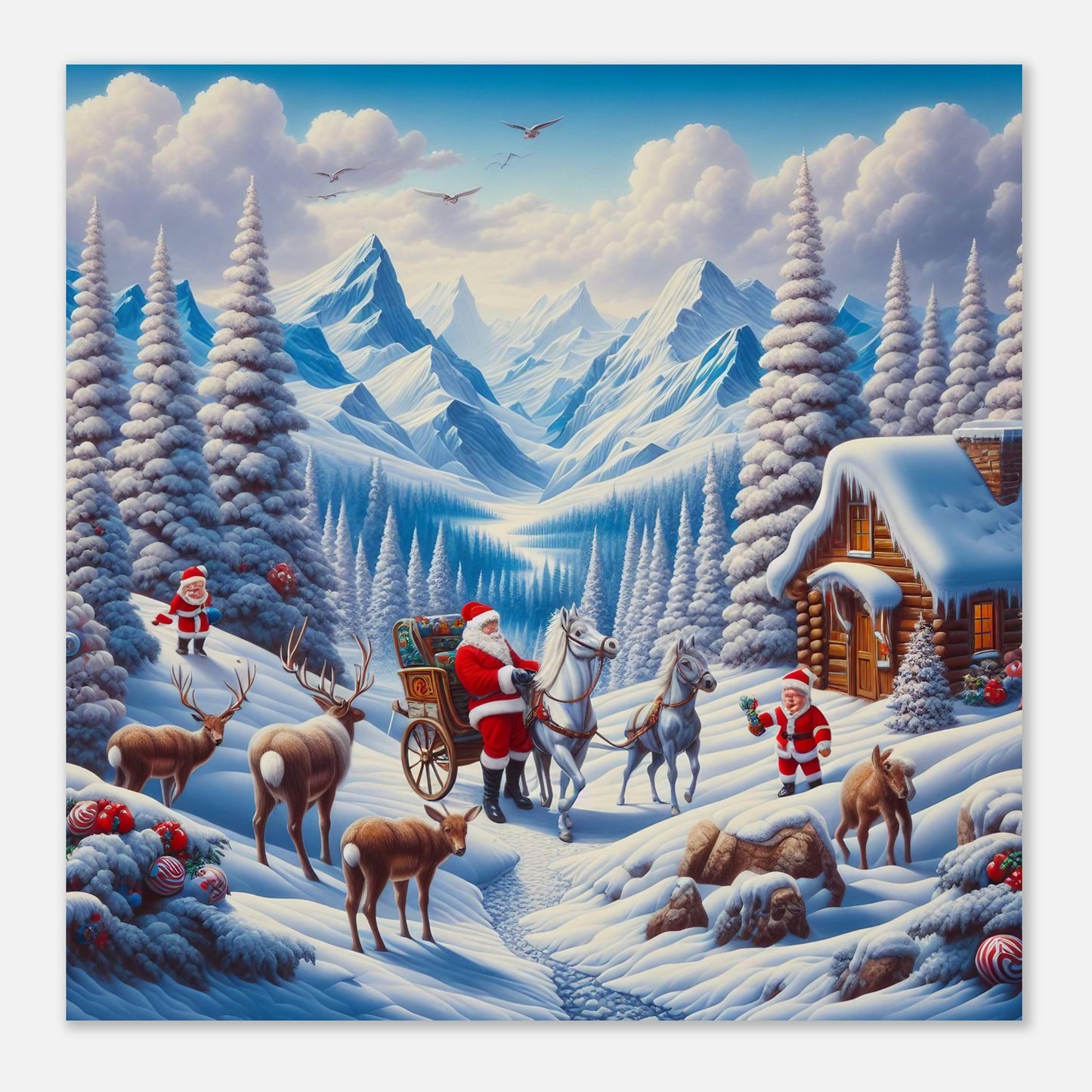 Wall Art - Winter 55 - Santa Claus and horses