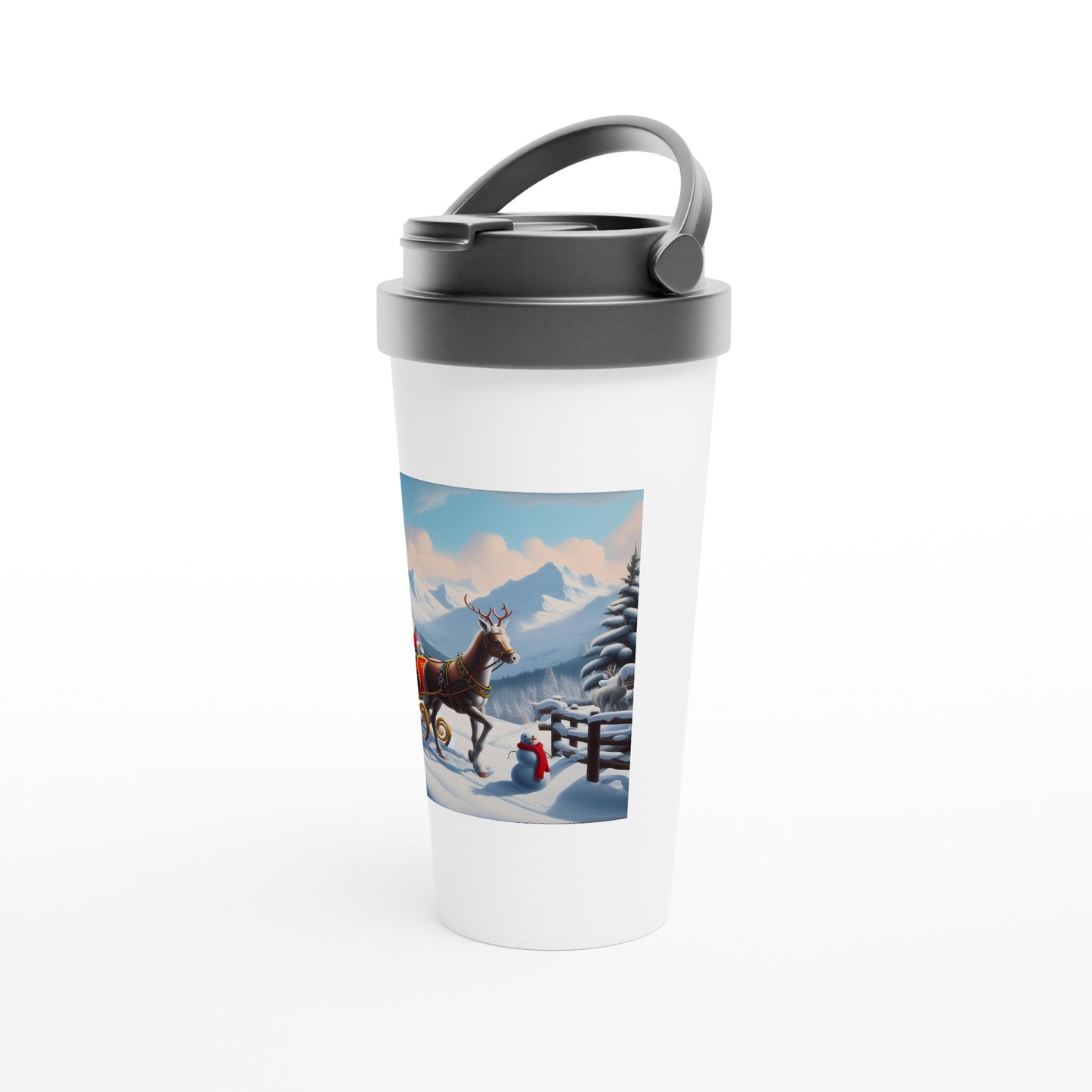 White 15oz Stainless Steel Travel Mug - Winter 125