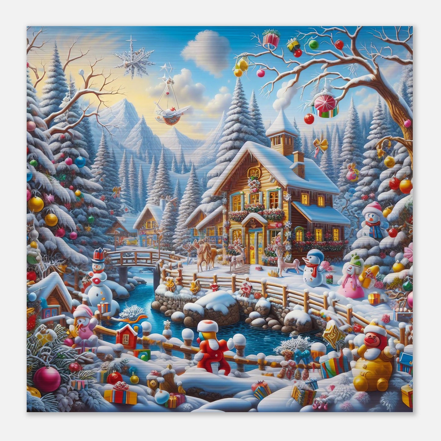 Wall Art - Winter 13 - Village nestled in a snow-covered mountain valley