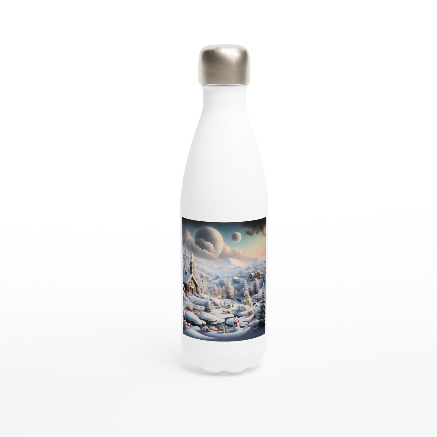 White 17oz Stainless Steel Water Bottle - Winter 104