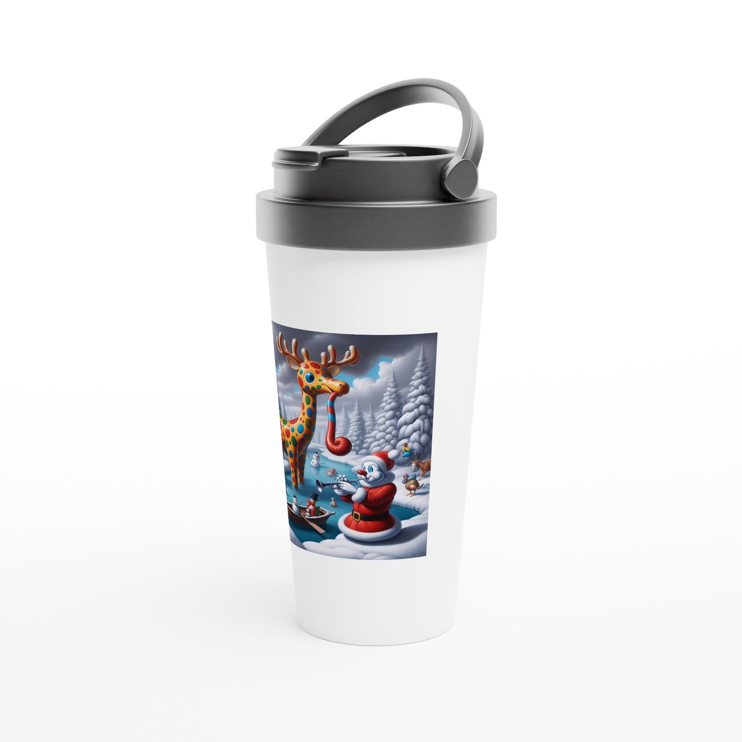 White 15oz Stainless Steel Travel Mug - Winter 139