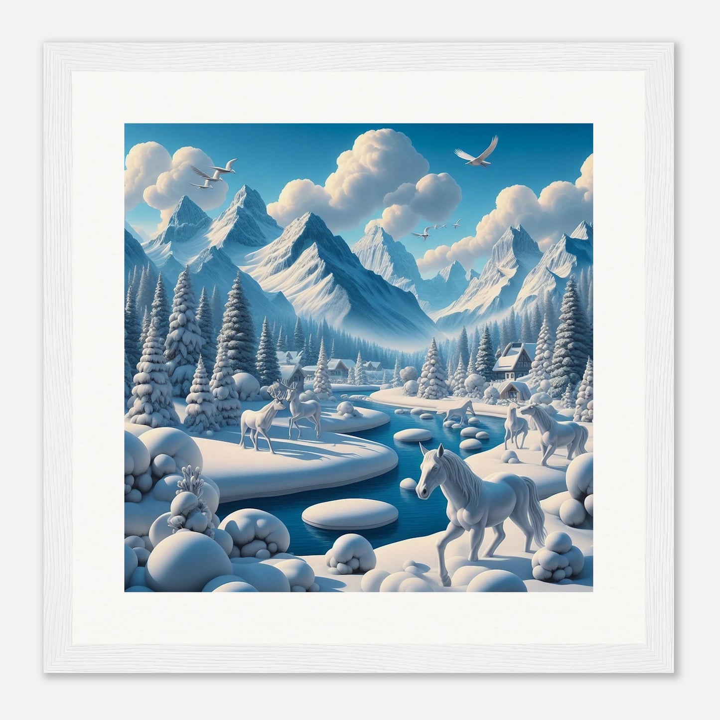 Wall Art - Winter 1 - Horses, deer and mountains