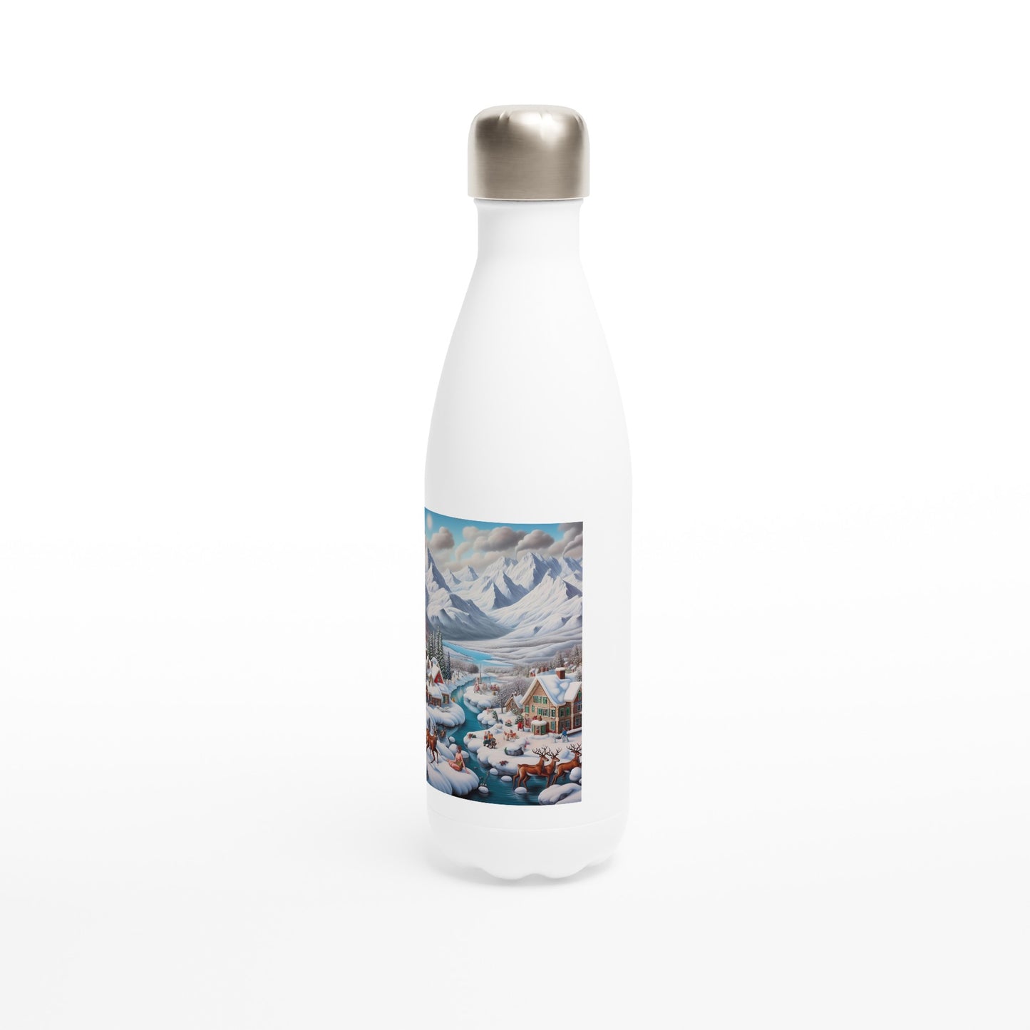 White 17oz Stainless Steel Water Bottle - Winter 109