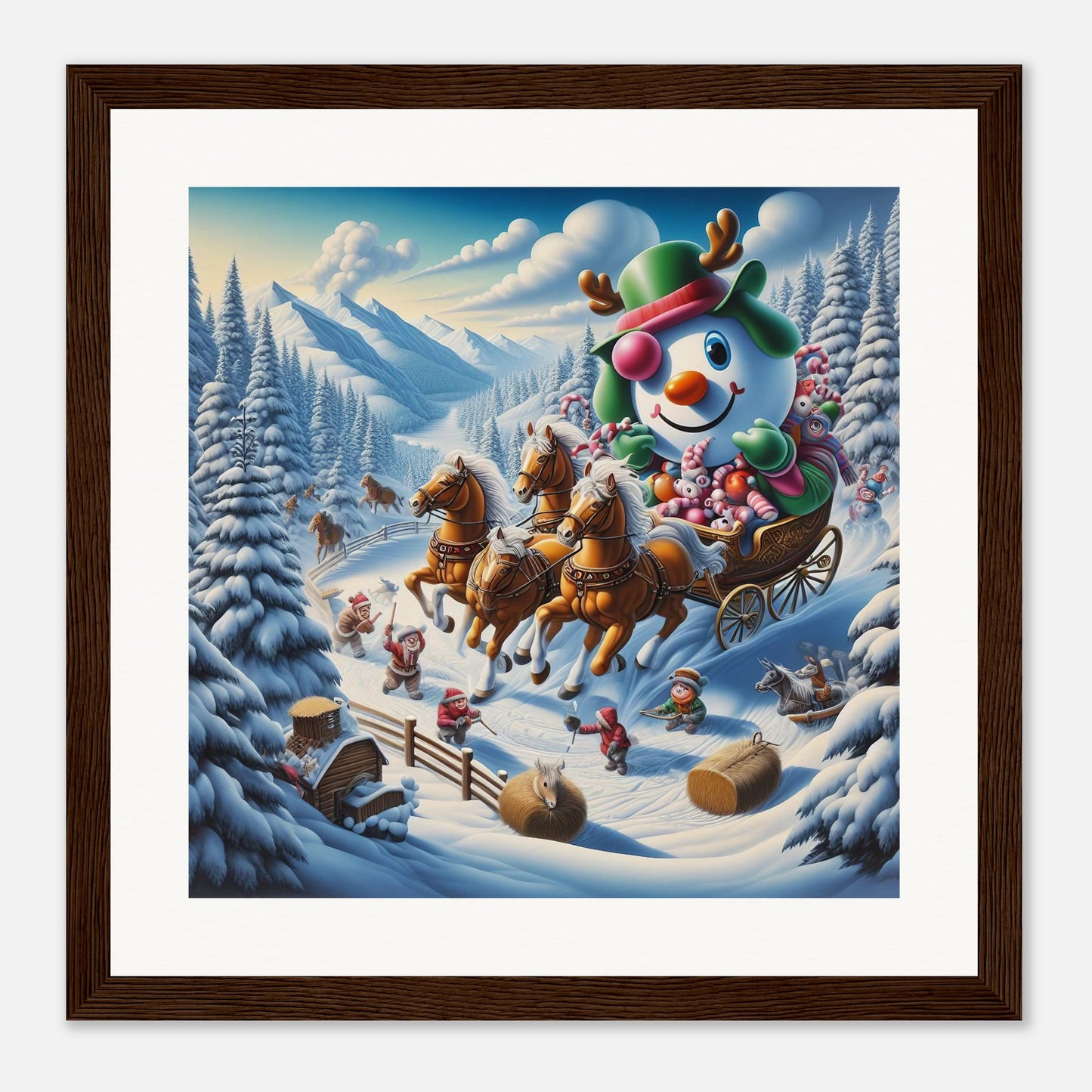 Wall Art - Winter 63 - Snowman in a carriage