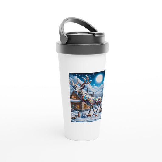 White 15oz Stainless Steel Travel Mug - Winter 131