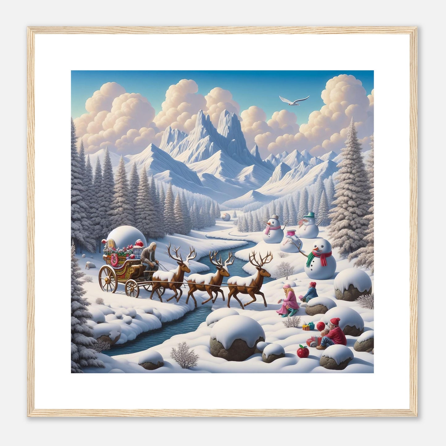 Wall Art - Winter 35 - Deer and snowmen