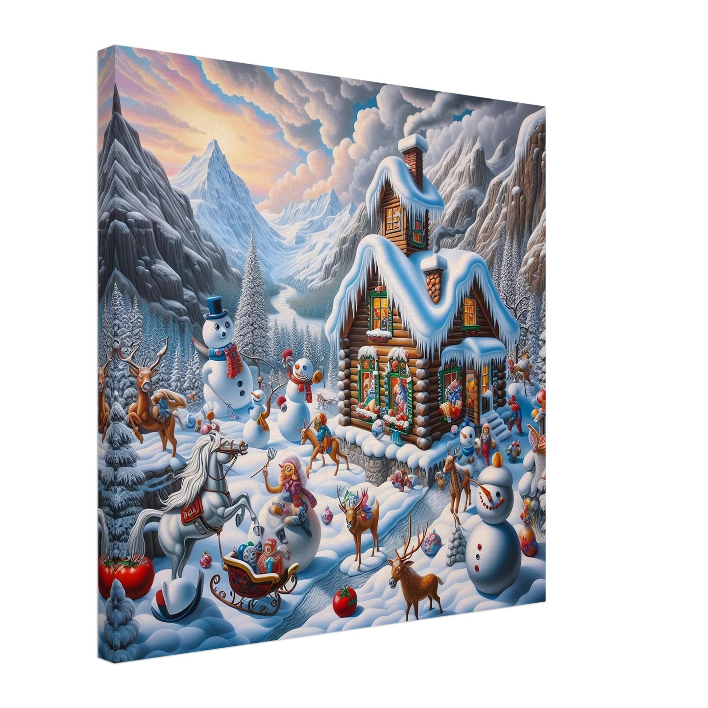 Wall art - House with snowmen