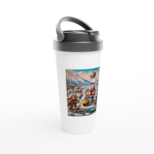 White 15oz Stainless Steel Travel Mug - Winter 108