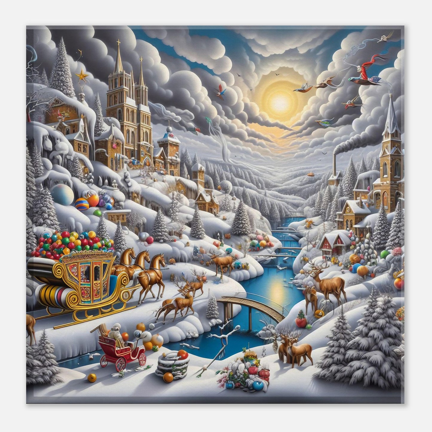 Wall Art - Winter 14 - Horses with snow sleigh