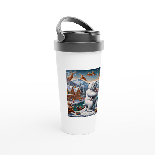 White 15oz Stainless Steel Travel Mug - Winter 75