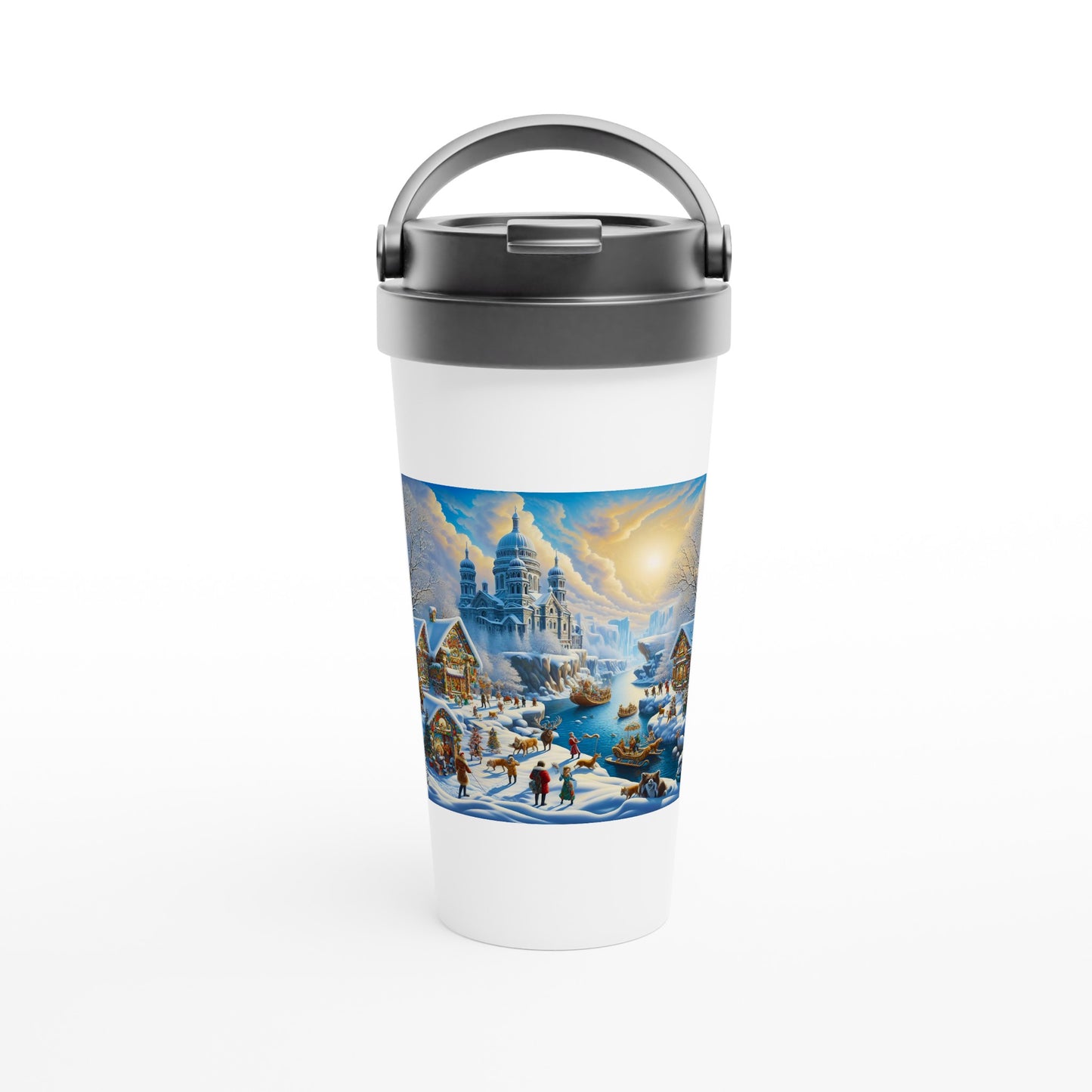 White 15oz Stainless Steel Travel Mug - Winter 154