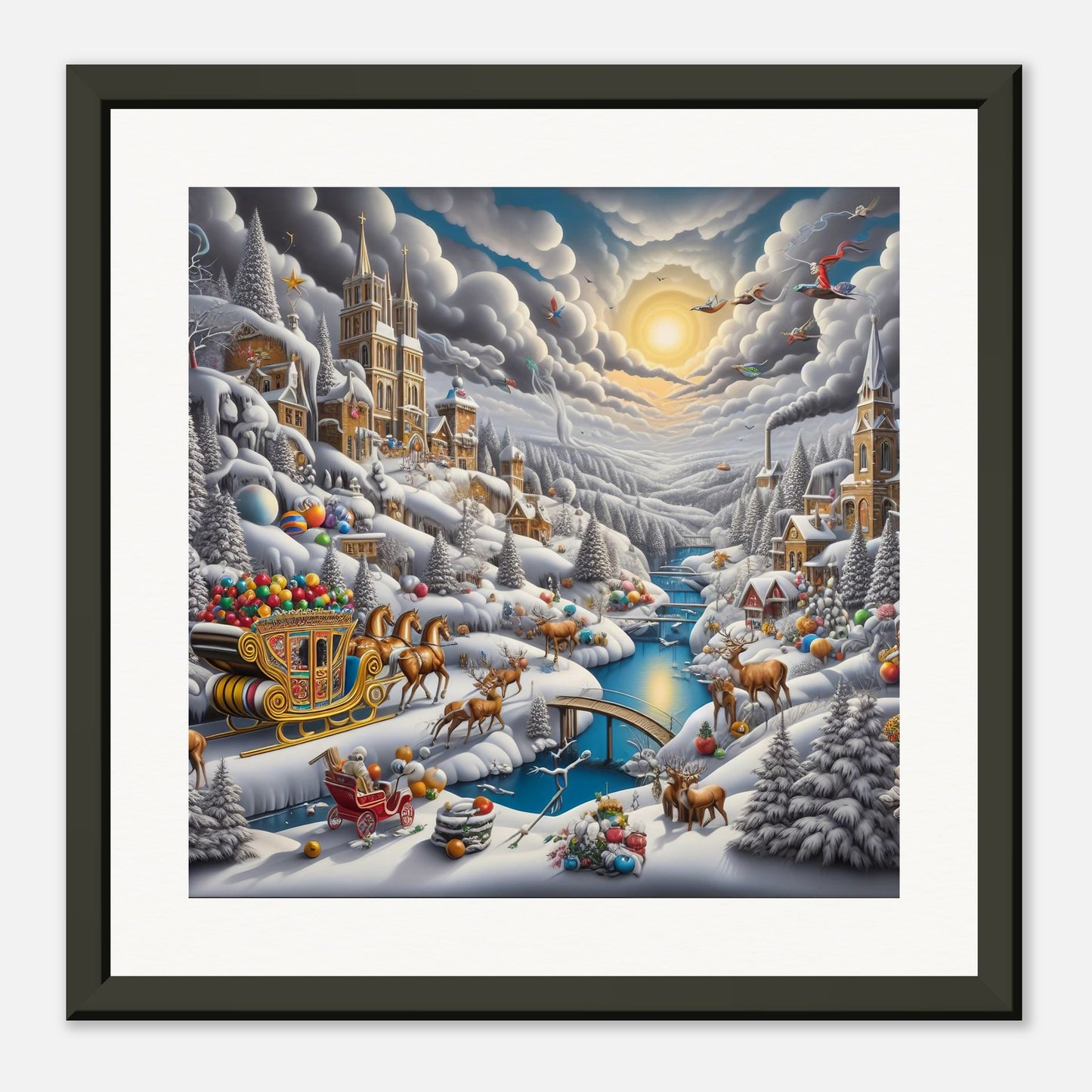 Wall Art - Winter 14 - Horses with snow sleigh