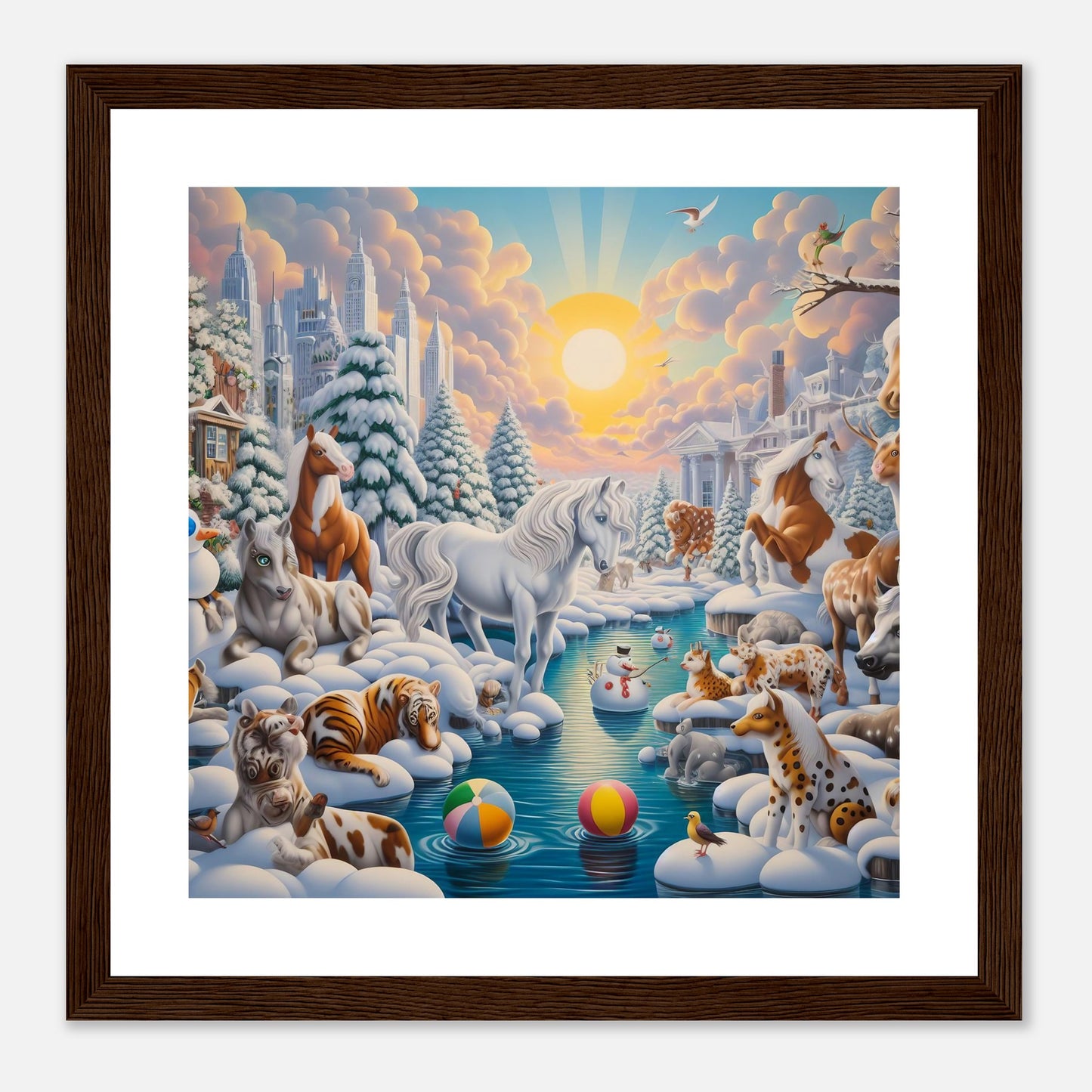 Wall Art - Winter 66 - Horses by the river