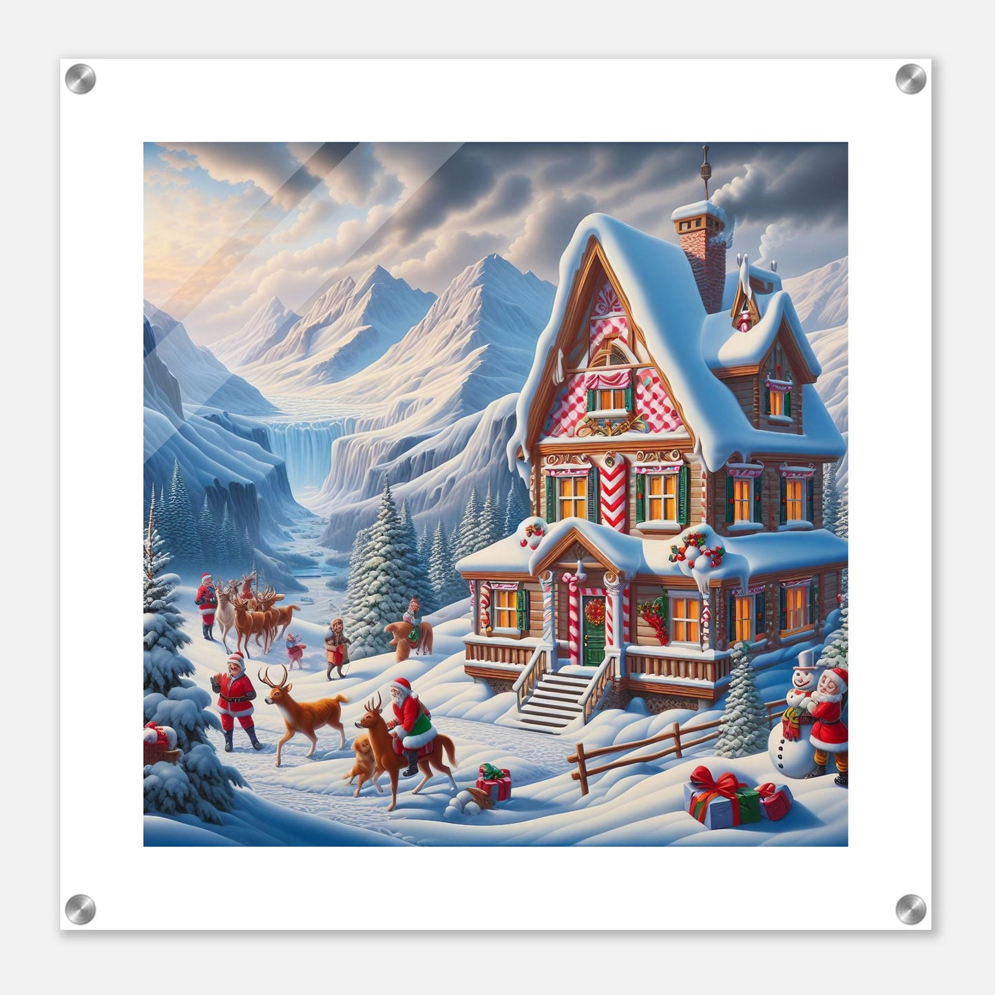 Wall Art - Winter 56 - Cottage and deer