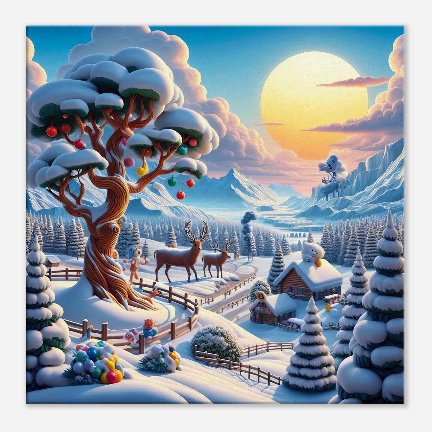 Wall Art - Winter 32 - Deer and tree