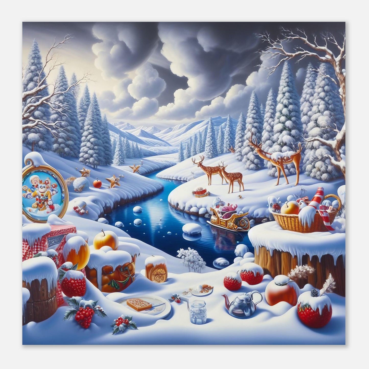 Wall Art - Winter 60 - Fruits and a river