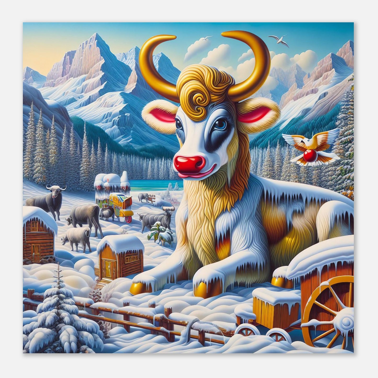 Wall Art - Winter 70 - Sitting cow