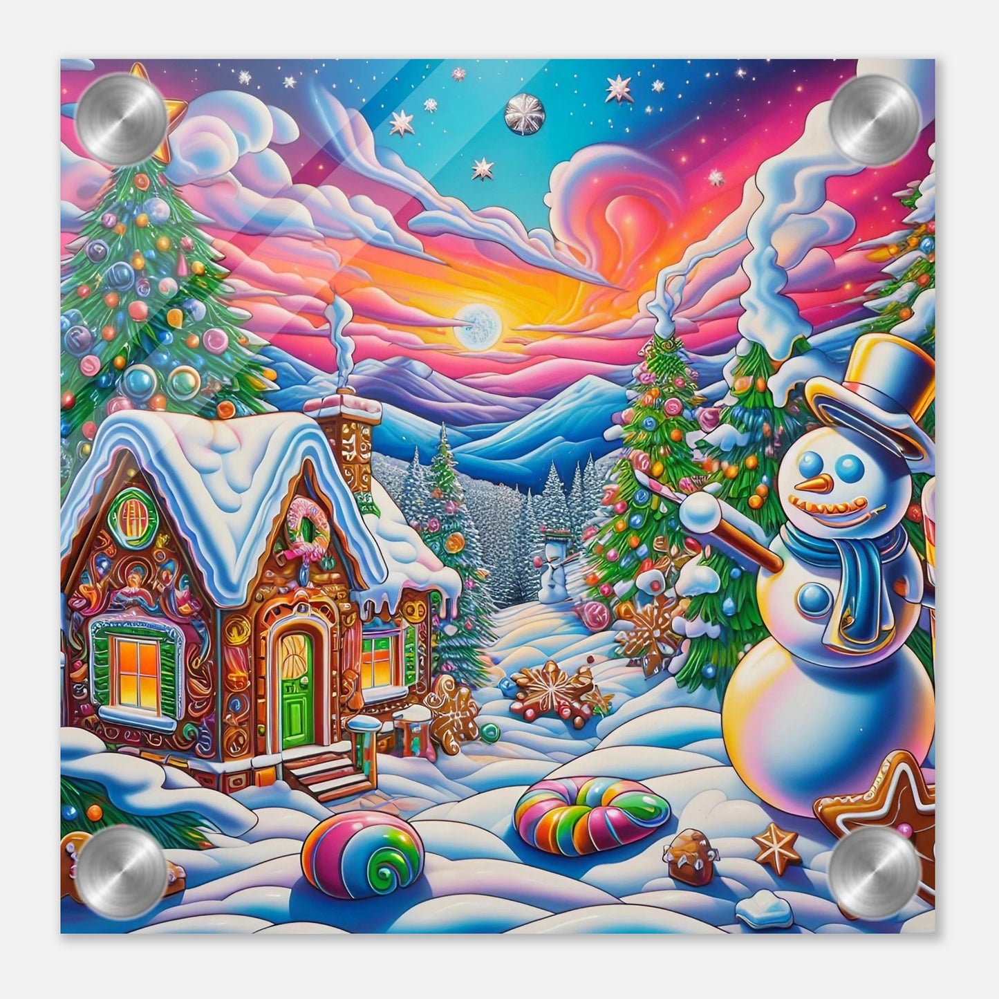 Wall art - Snowman and Gingerbread House