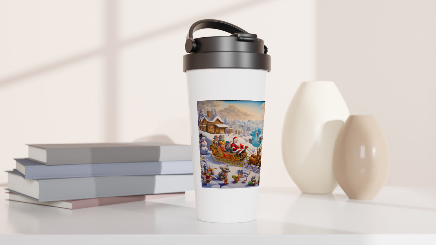 White 15oz Stainless Steel Travel Mug - Winter 112