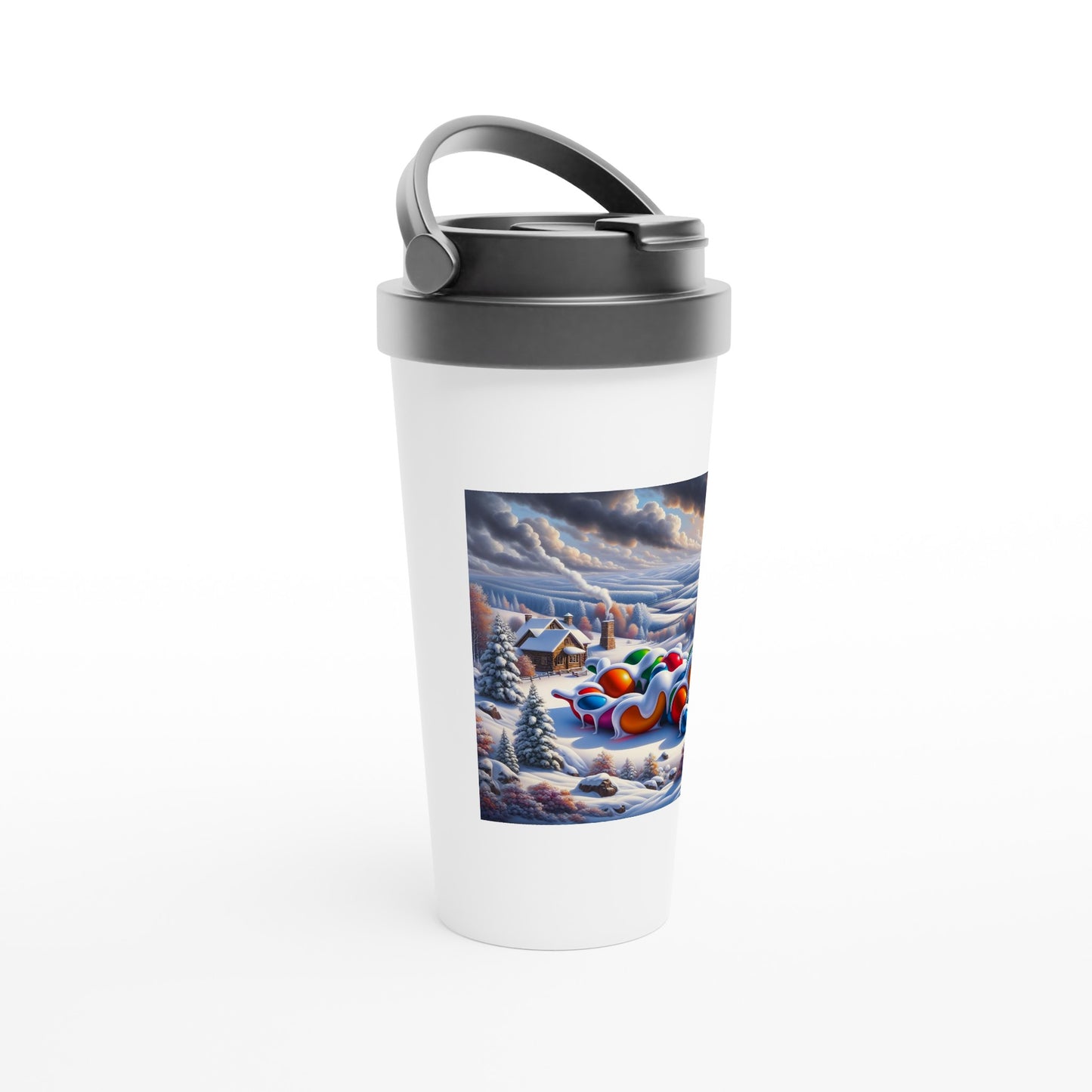 White 15oz Stainless Steel Travel Mug - Winter 157