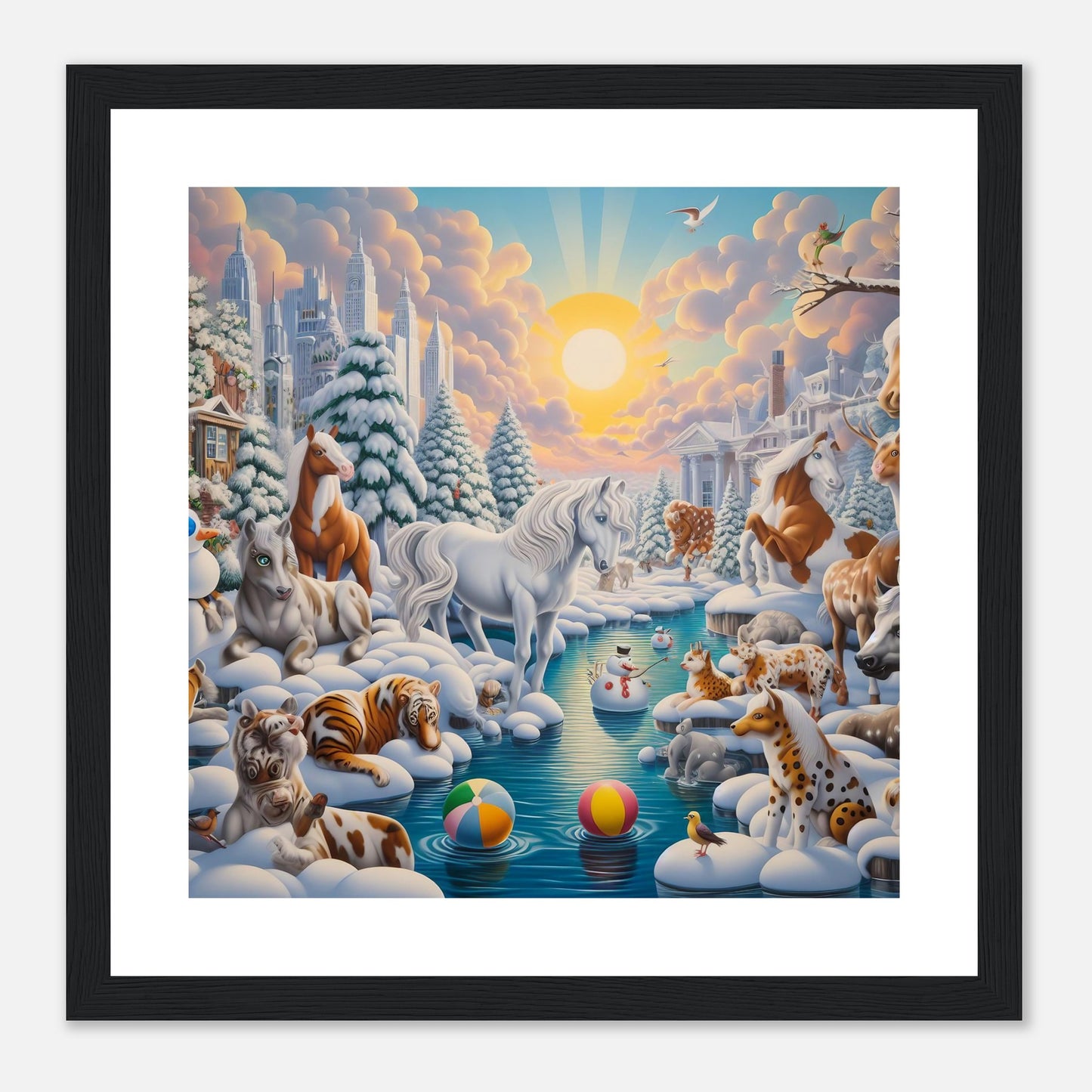 Wall Art - Winter 66 - Horses by the river
