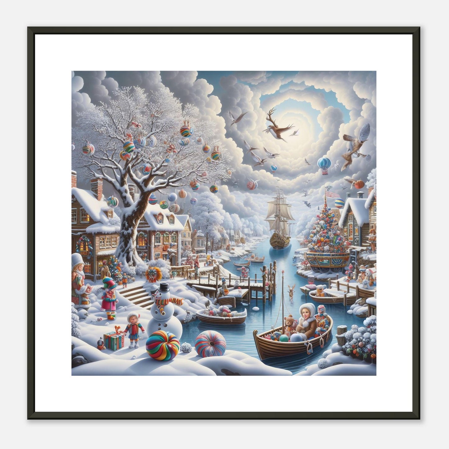 Wall Art - Winter 45 - Snowman and a sailing ship