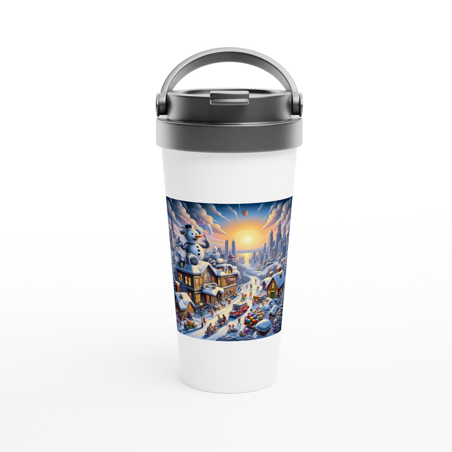 White 15oz Stainless Steel Travel Mug - Winter 152