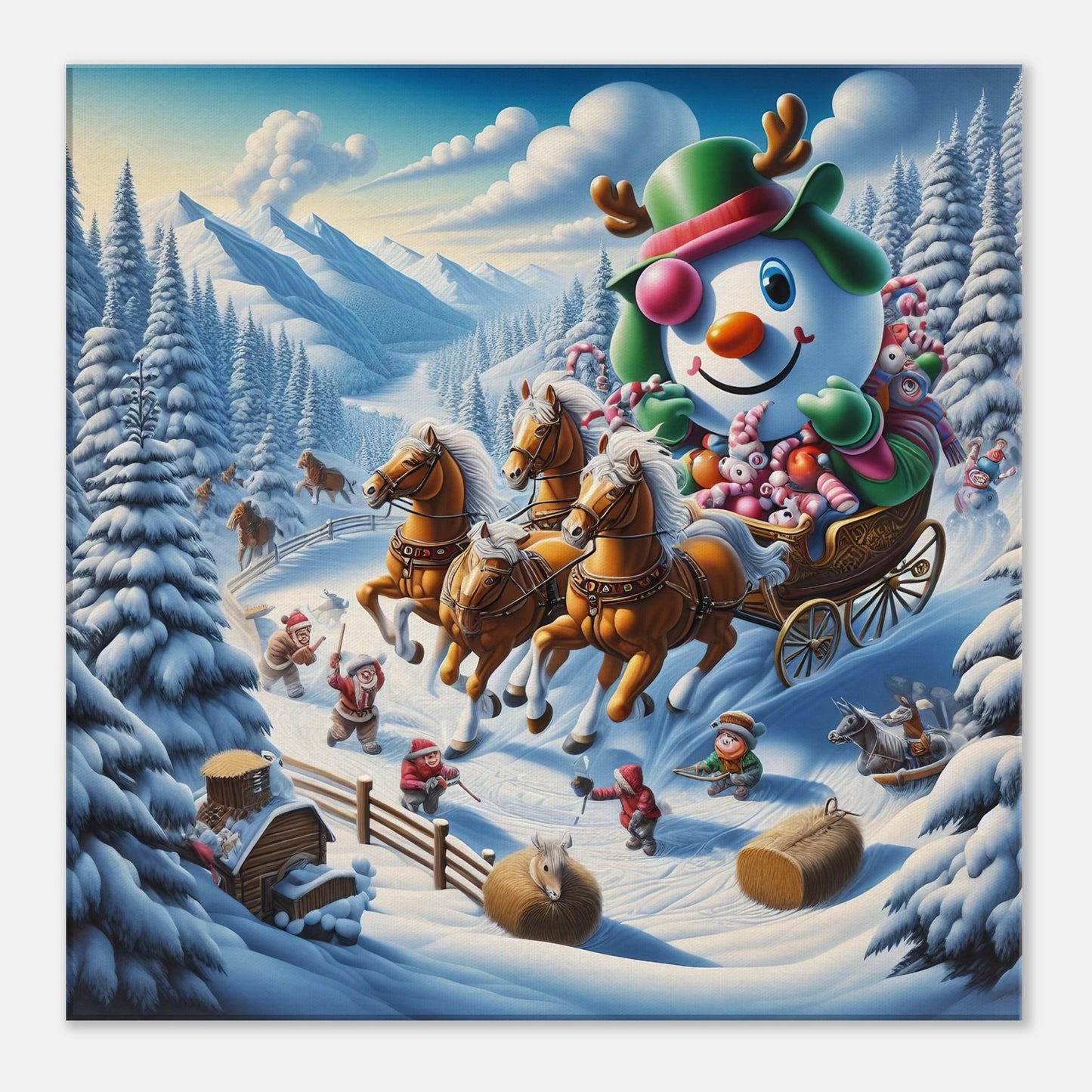 Wall Art - Winter 63 - Snowman in a carriage