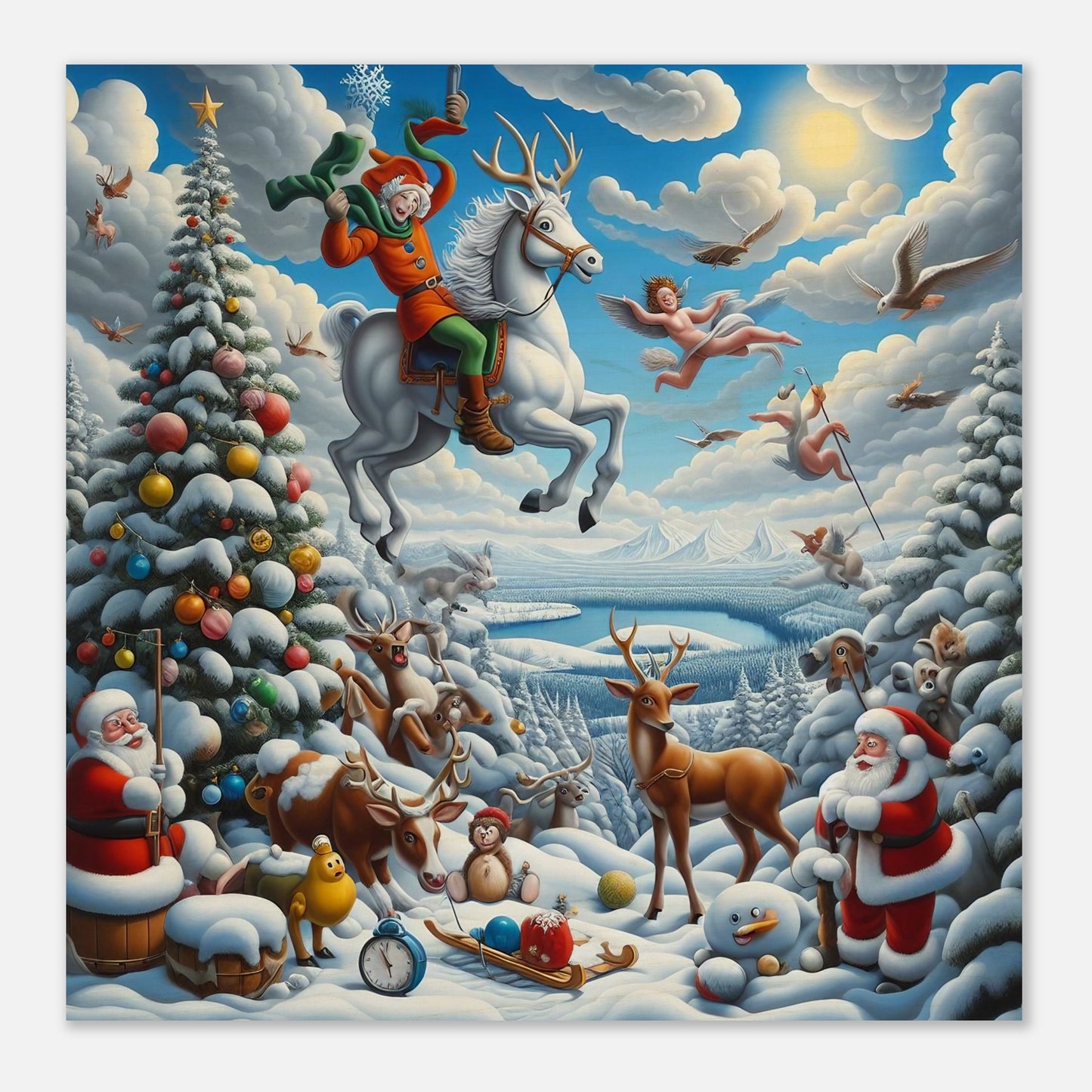 Wall Art - Winter 30 - Flying horse and elf