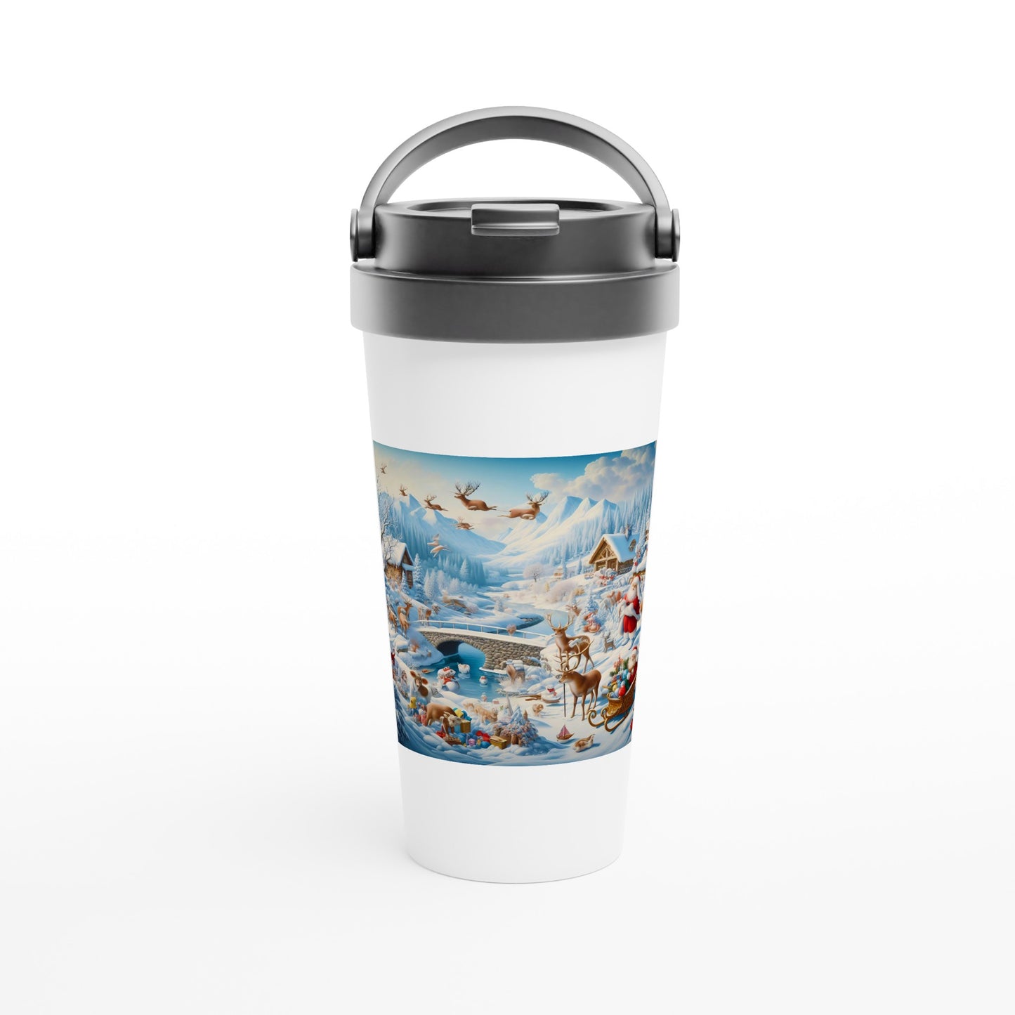 White 15oz Stainless Steel Travel Mug - Winter 172