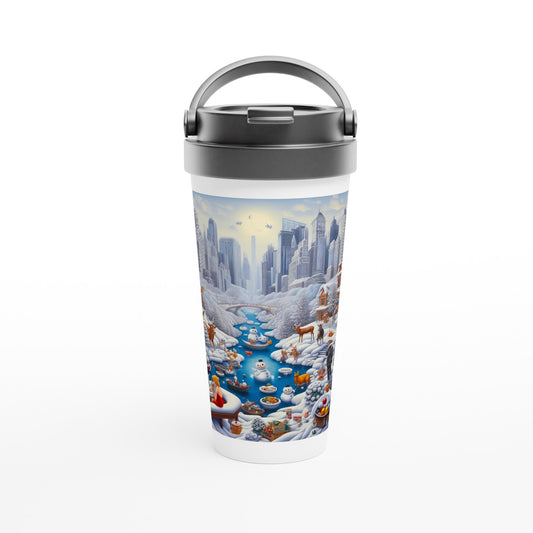 White 15oz Stainless Steel Travel Mug - Winter 147